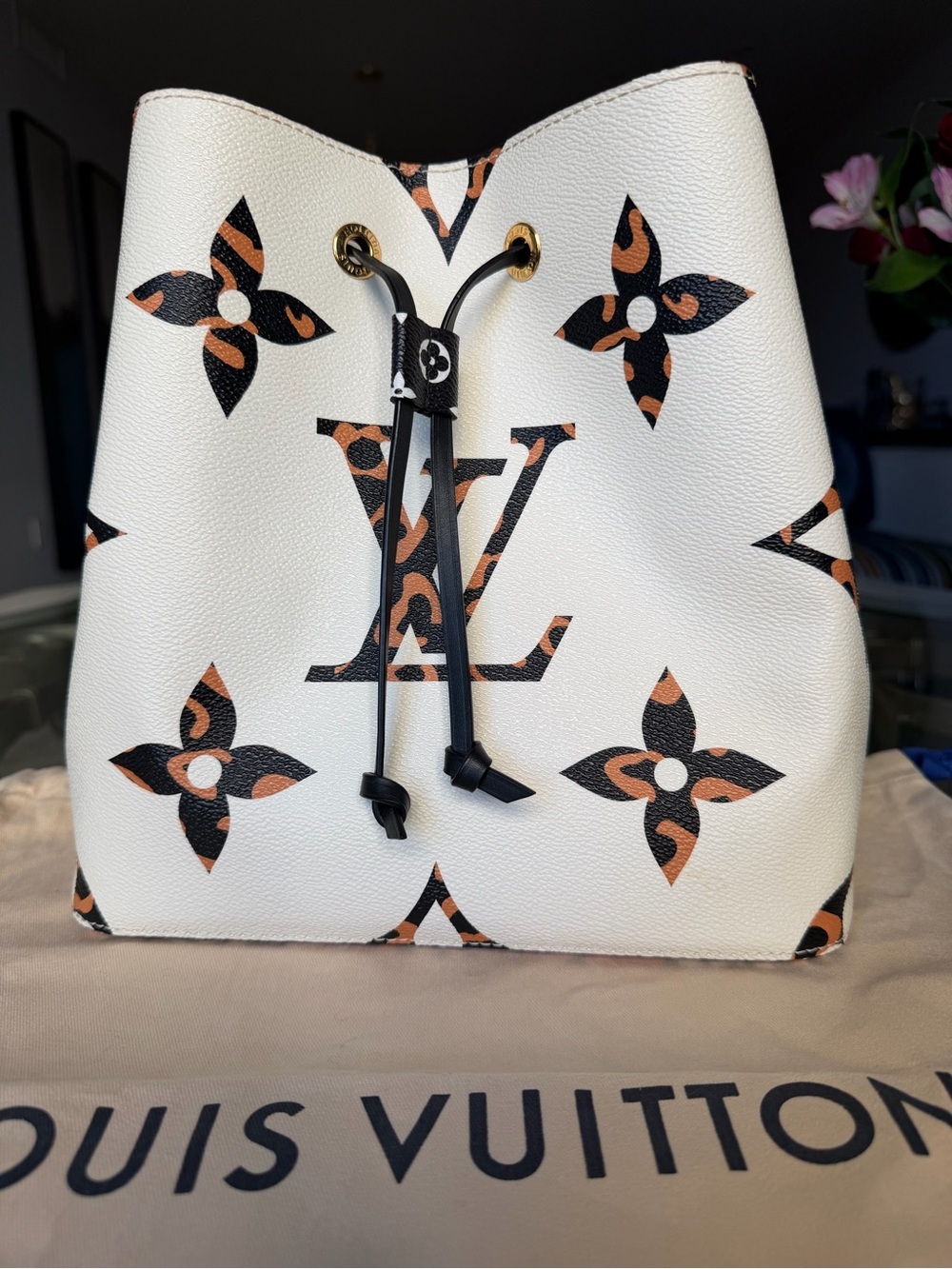 Louis Vuitton Jungle Monogram Bucket Bag with Leopard Accent